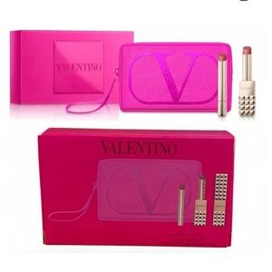 Valentino Fuchsia Clutch and Lipstick Duo
